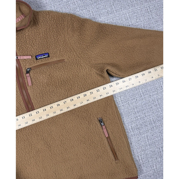 Patagonia Retro Pile Marsupial Nest Brown w/ Pink Zipper Puller Womens XL - Picture 3 of 10